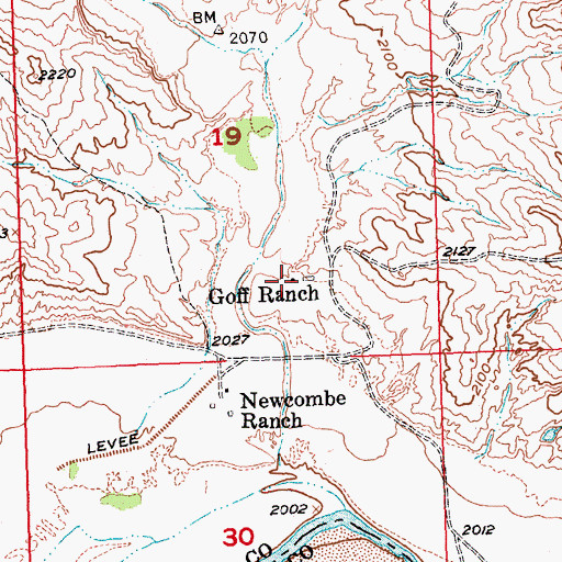 Topographic Map of Goff Ranch, SD