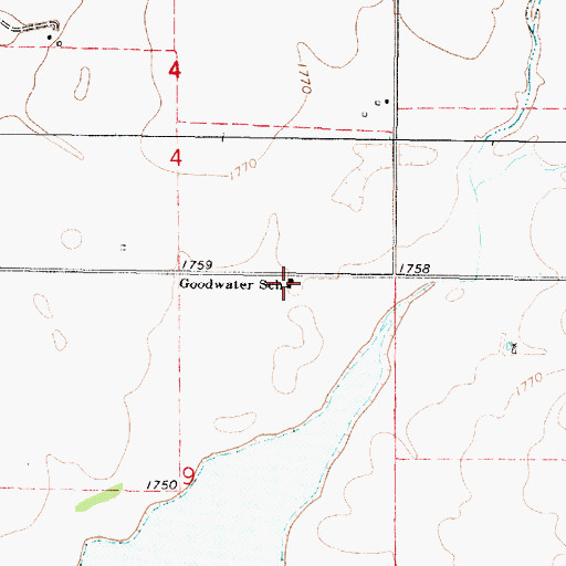 Topographic Map of Goodwater School, SD