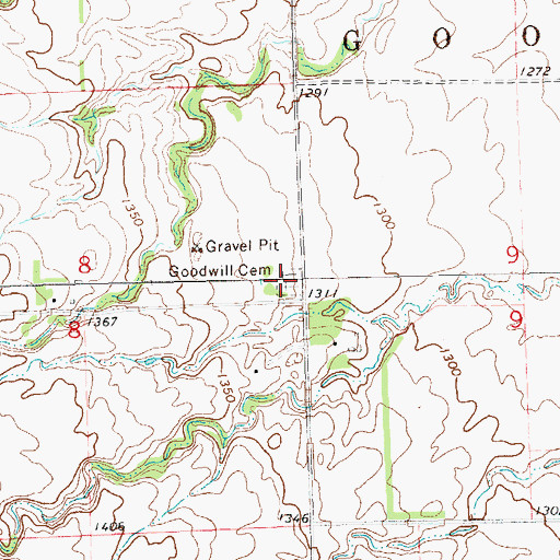 Topographic Map of Goodwill Cemetery, SD