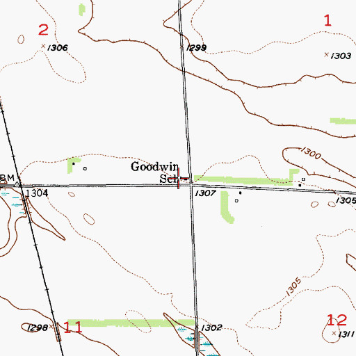 Topographic Map of Goodwin School, SD