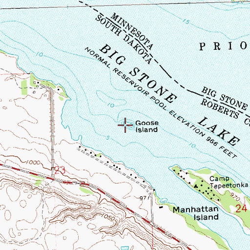 Topographic Map of Goose Island, SD