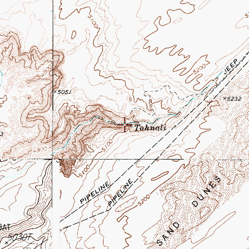 Topographic Map of Tohnali, AZ