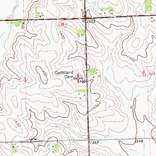 Topographic Map of Gothland Cemetery, SD