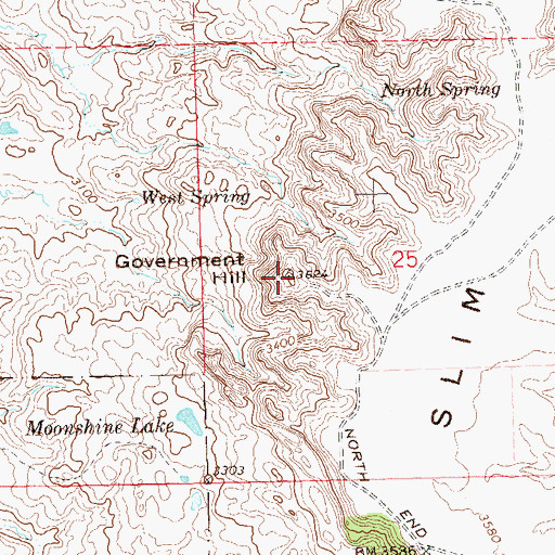 Topographic Map of Government Hill, SD