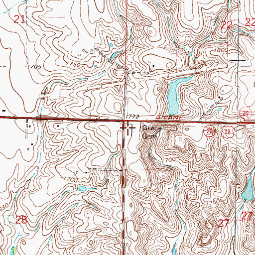 Topographic Map of Grace Cemetery, SD