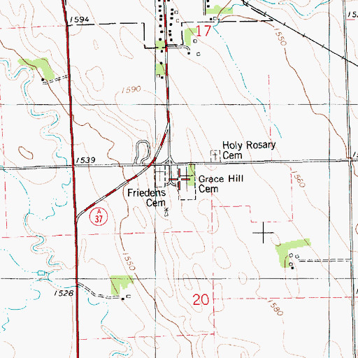 Topographic Map of Grace Hill Cemetery, SD