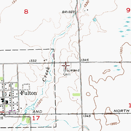 Topographic Map of Graceland Cemetery, SD