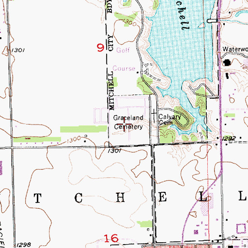 Topographic Map of Graceland Cemetery, SD