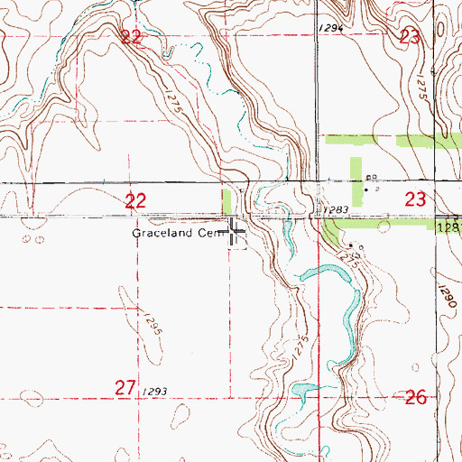 Topographic Map of Graceland Cemetery, SD