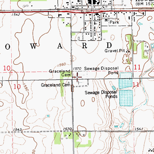 Topographic Map of Graceland Cemetery, SD