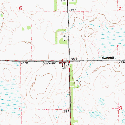 Topographic Map of Graceland Church, SD