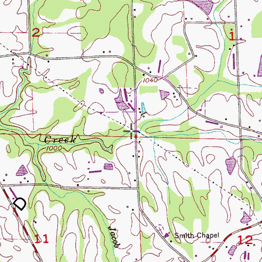 Topographic Map of Reedy Creek, AL