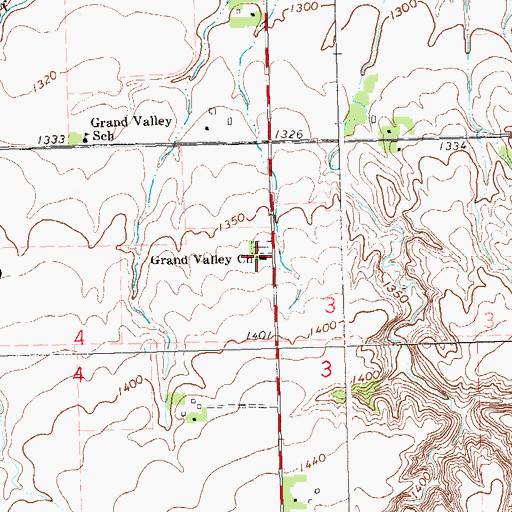 Topographic Map of Grand Valley Church, SD