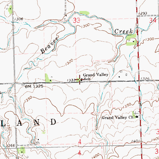 Topographic Map of Grand Valley School, SD