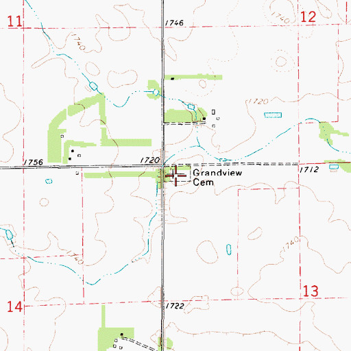 Topographic Map of Grandview Cemetery, SD