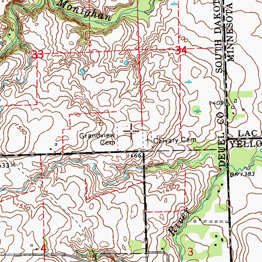 Topographic Map of Grandview Cemetery, SD