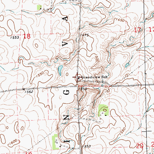 Topographic Map of Grandview School, SD