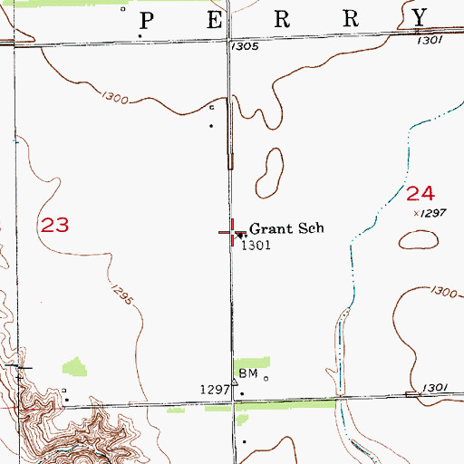 Topographic Map of Grant School, SD