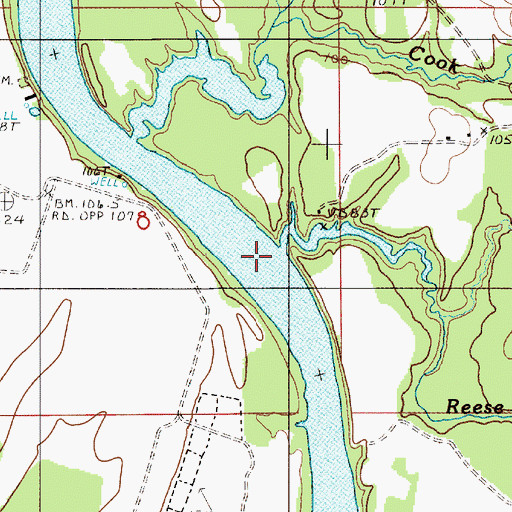 Topographic Map of Reese Branch, AL
