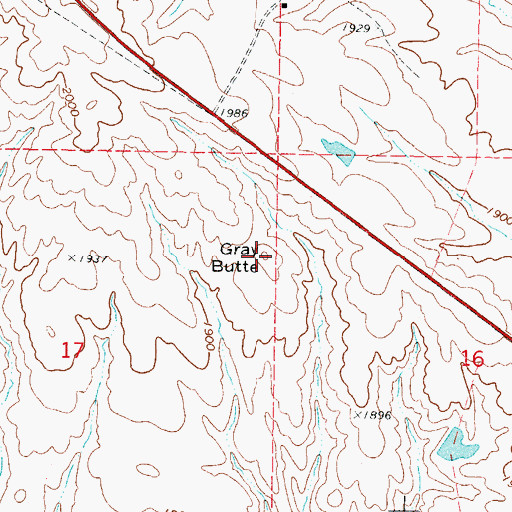 Topographic Map of Gray Butte, SD