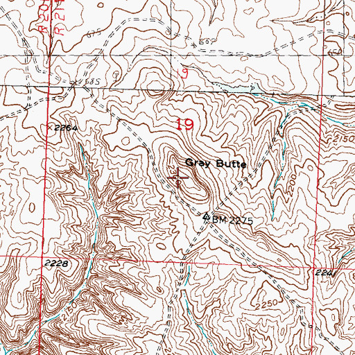 Topographic Map of Gray Butte, SD
