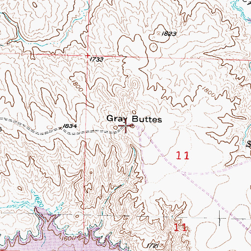 Topographic Map of Gray Buttes, SD