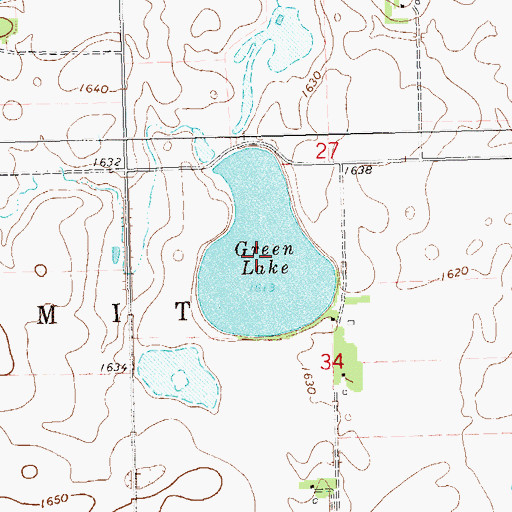 Topographic Map of Green Lake, SD