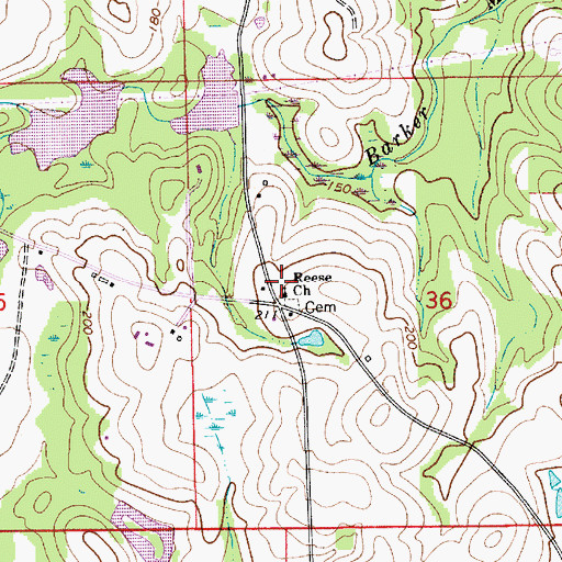 Topographic Map of Reese Church, AL