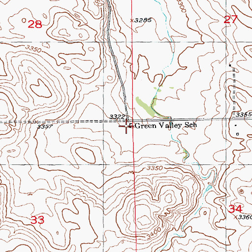 Topographic Map of Green Valley School, SD