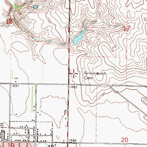 Topographic Map of Greenwood Cemetery, SD