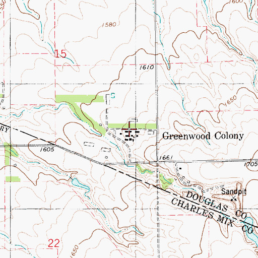 Topographic Map of Greenwood Colony, SD
