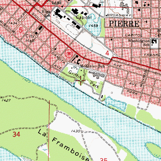 Topographic Map of Griffin Park, SD