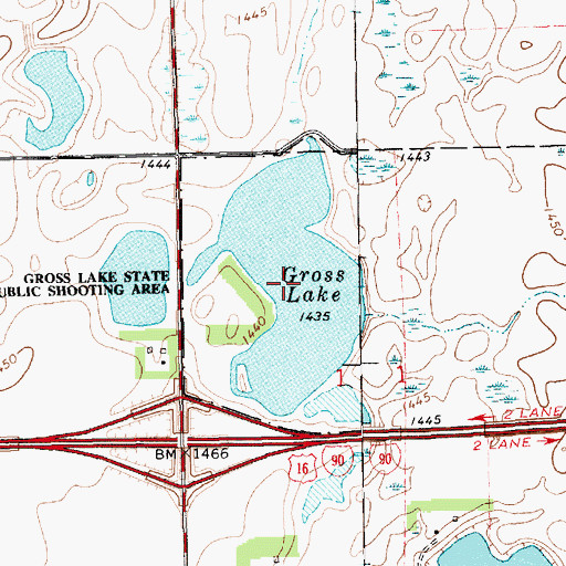 Topographic Map of Gross Lake, SD