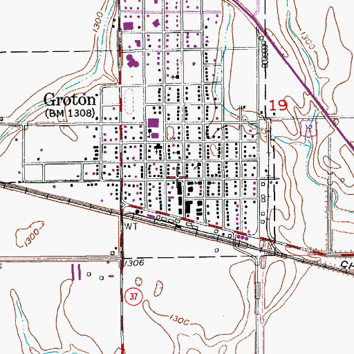 Topographic Map of Groton, SD