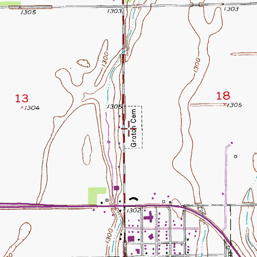 Topographic Map of Groton Cemetery, SD