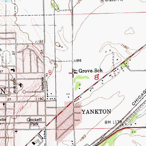 Topographic Map of Grove School, SD