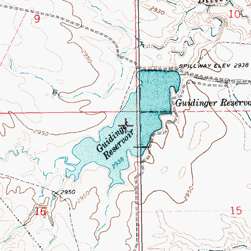 Topographic Map of Guidinger Reservoir, SD