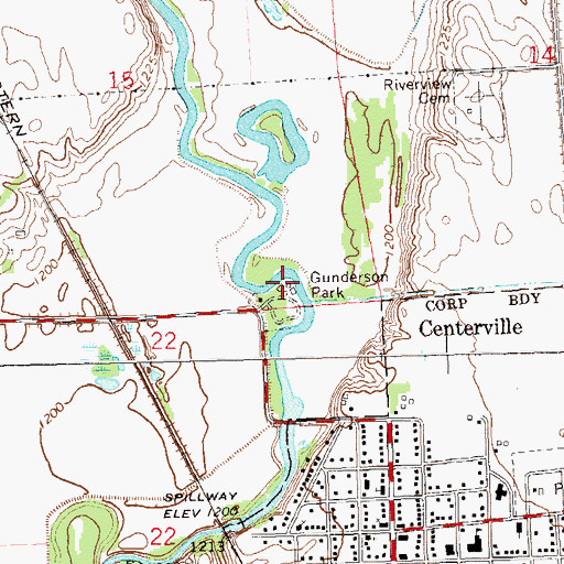 Topographic Map of Gunderson Park, SD