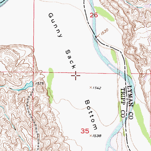 Topographic Map of Gunny Sack Bottom, SD