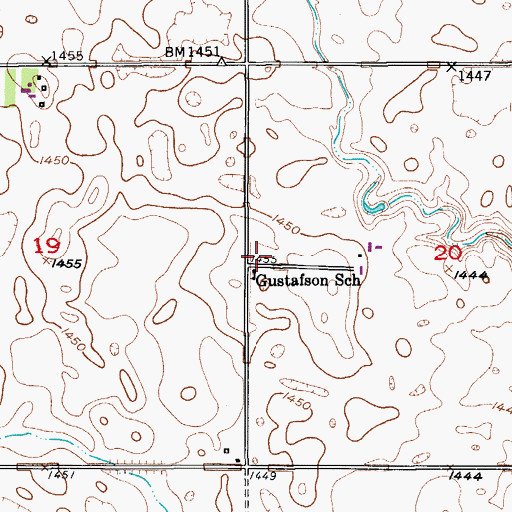 Topographic Map of Gustafson School, SD