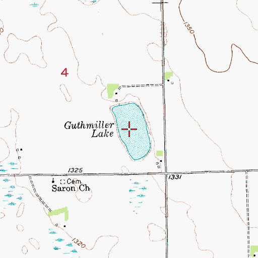 Topographic Map of Guthmiller Lake, SD