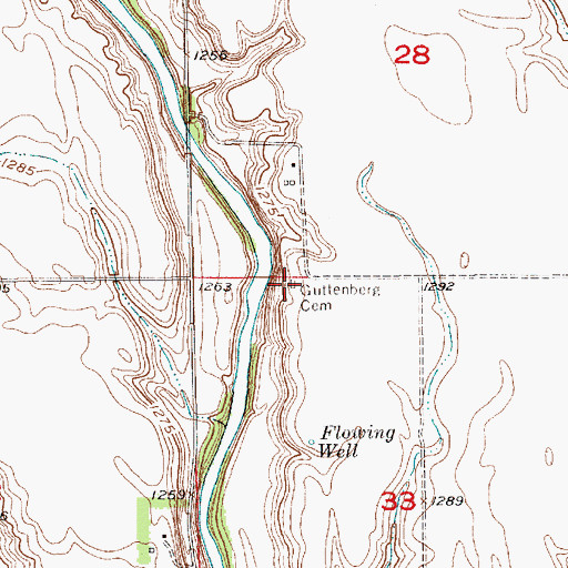 Topographic Map of Guttenberg Cemetery, SD