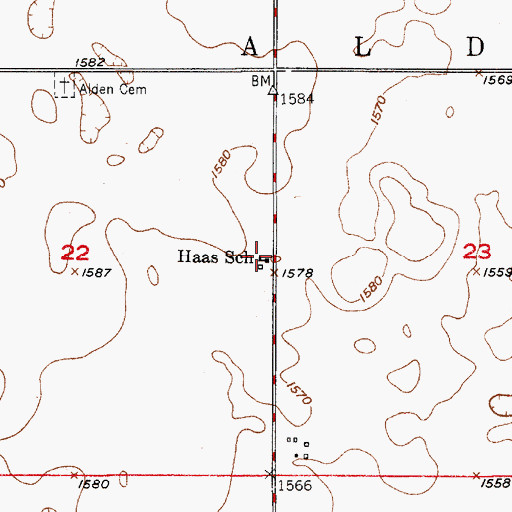 Topographic Map of Haas School, SD