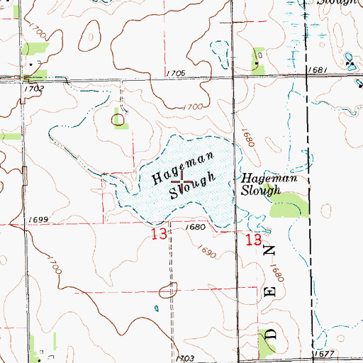 Topographic Map of Hageman Slough, SD