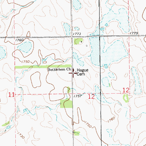 Topographic Map of Hague Cemetery, SD