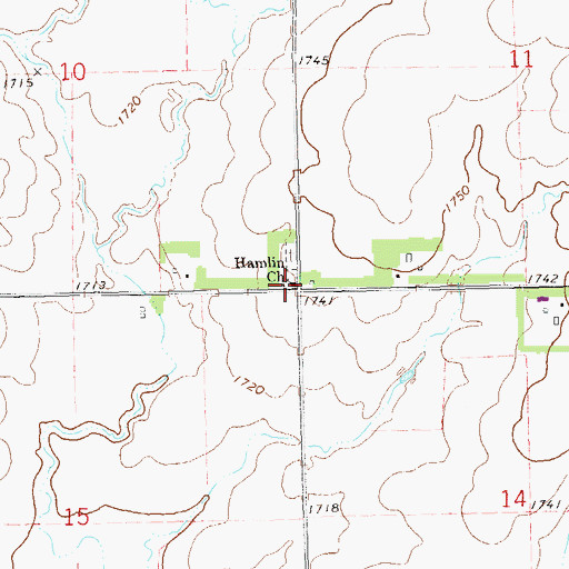 Topographic Map of Hamlin Reformed Church, SD