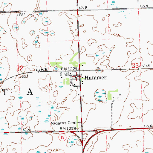 Topographic Map of Hammer, SD