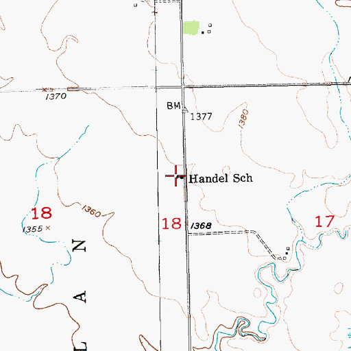 Topographic Map of Handel School, SD