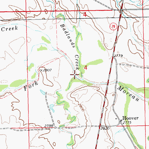 Topographic Map of Hans Creek, SD