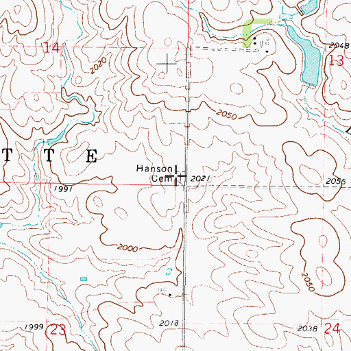 Topographic Map of Hanson Cemetery, SD